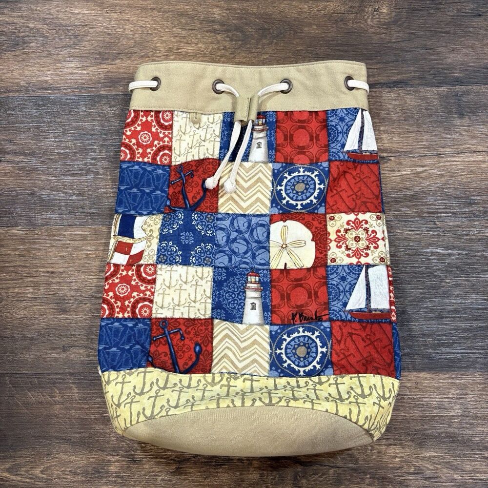 Paul Brent Nautical Patchwork Drawstring Backpack… - image 1